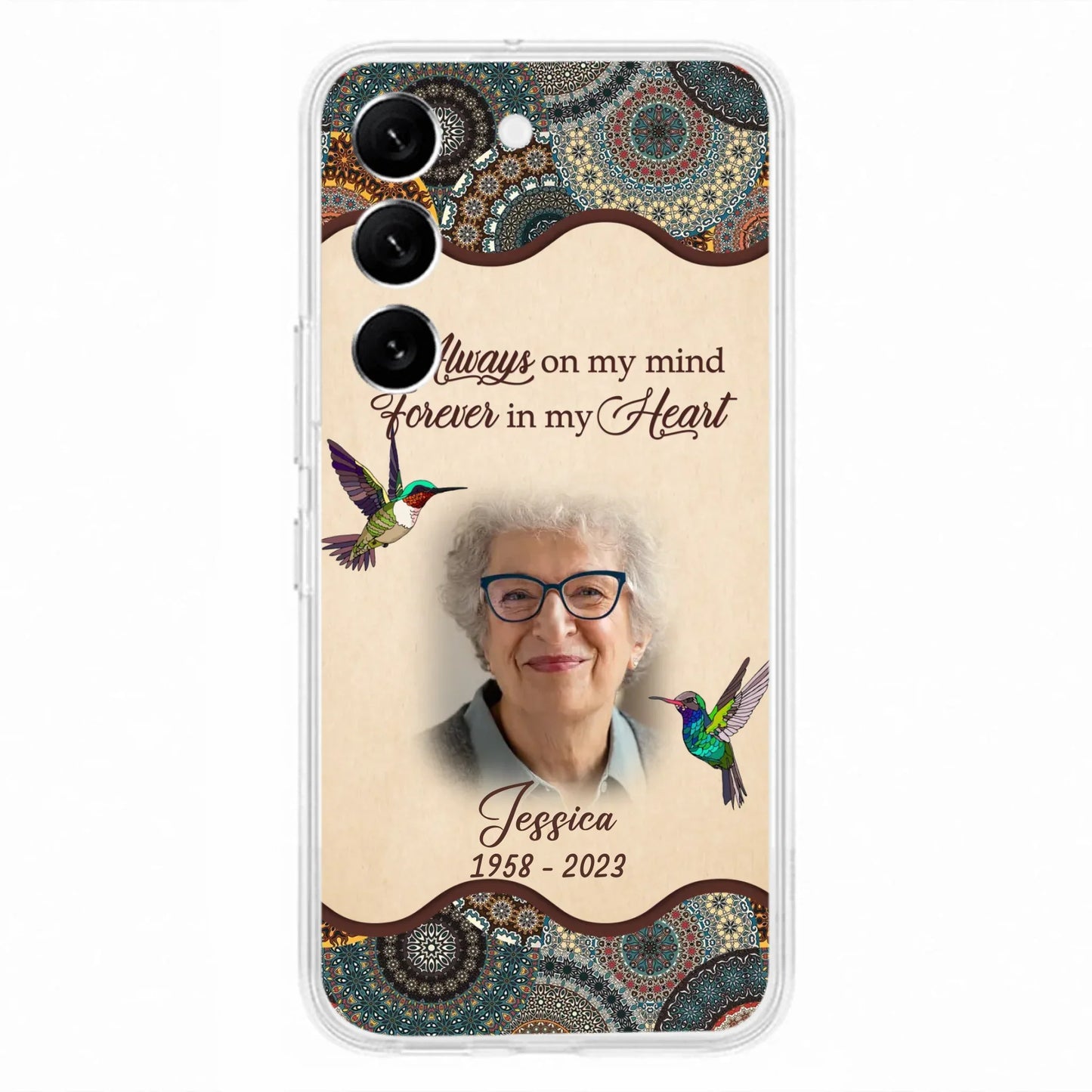 Custom Personalized Memorial Photo Phone Case - Memorial Gift Idea For Mother's Day/Father's Day - Always On My Mind, Forever In My Heart - Case For iPhone/Samsung