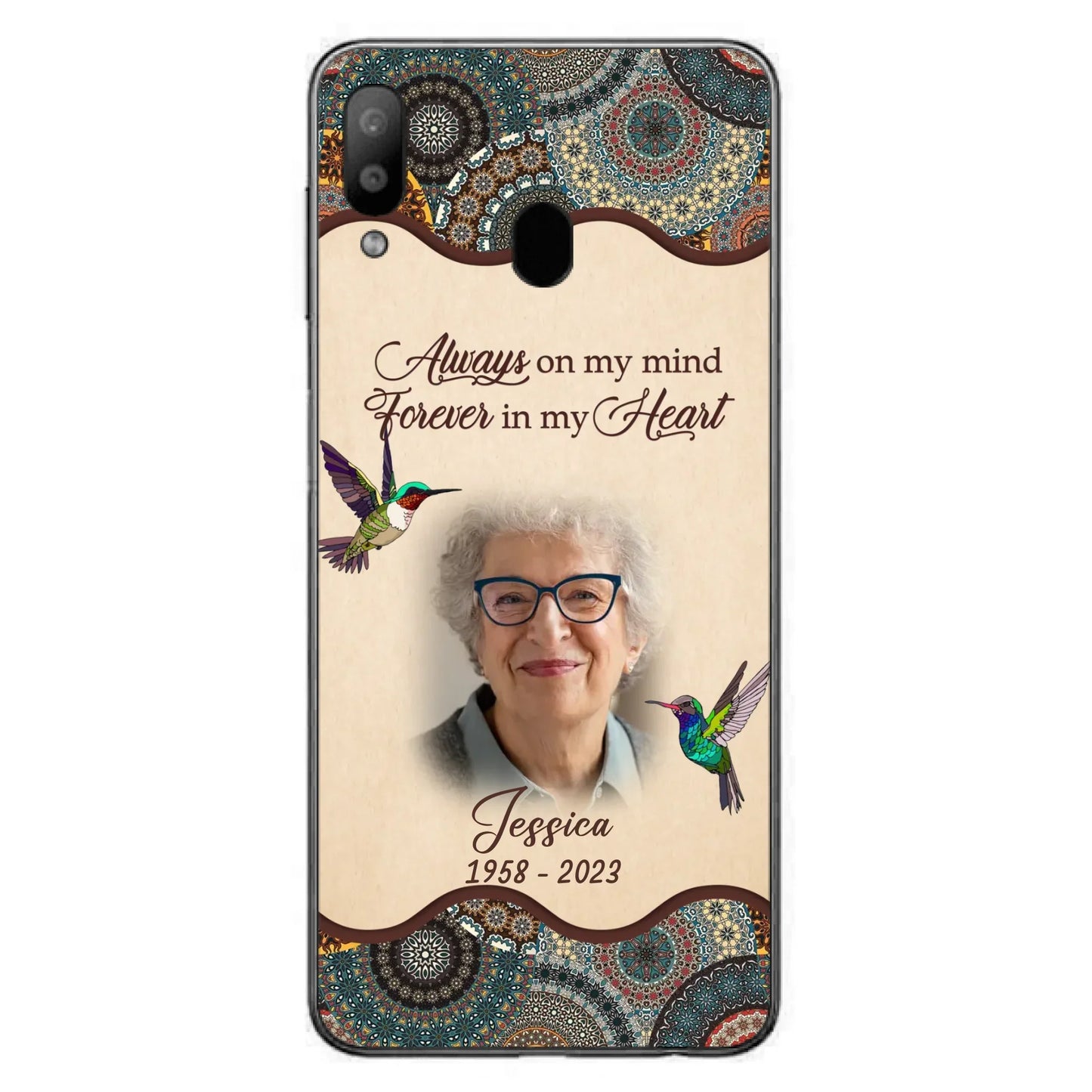 Custom Personalized Memorial Photo Phone Case - Memorial Gift Idea For Mother's Day/Father's Day - Always On My Mind, Forever In My Heart - Case For iPhone/Samsung