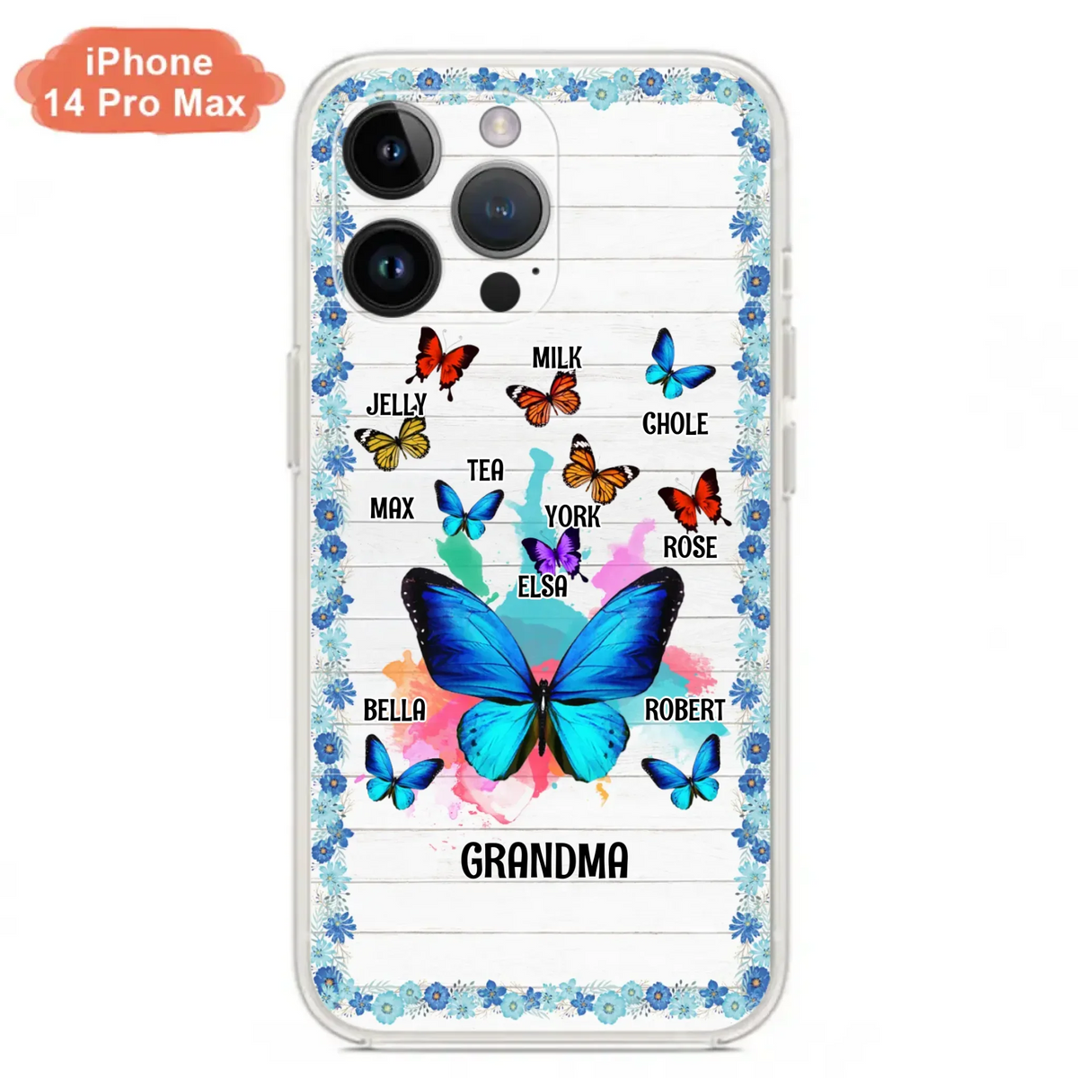 Custom Personalized Butterfly Grandma iPhone/ Samsung Phone Case - Up to 10 Kid's Name - Mother's Day Gift Idea For Grandma