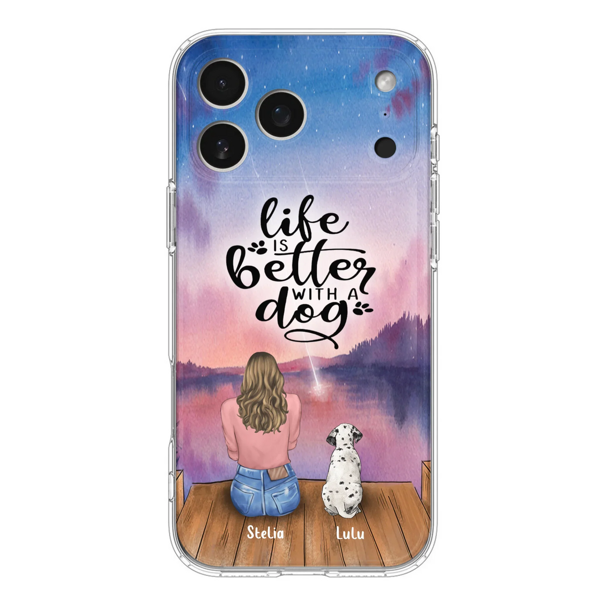 Custom Personalized Dog Mom Phone Case - Gifts For Dog Lovers With Upto 4 Dogs - Life Is Better With A Dog - Case For iPhone, Samsung And Xiaomi