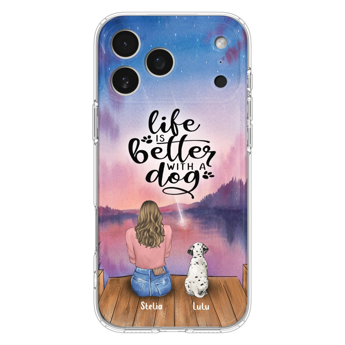 Custom Personalized Dog Mom Phone Case - Gifts For Dog Lovers With Upto 4 Dogs - Life Is Better With A Dog - Case For iPhone, Samsung And Xiaomi