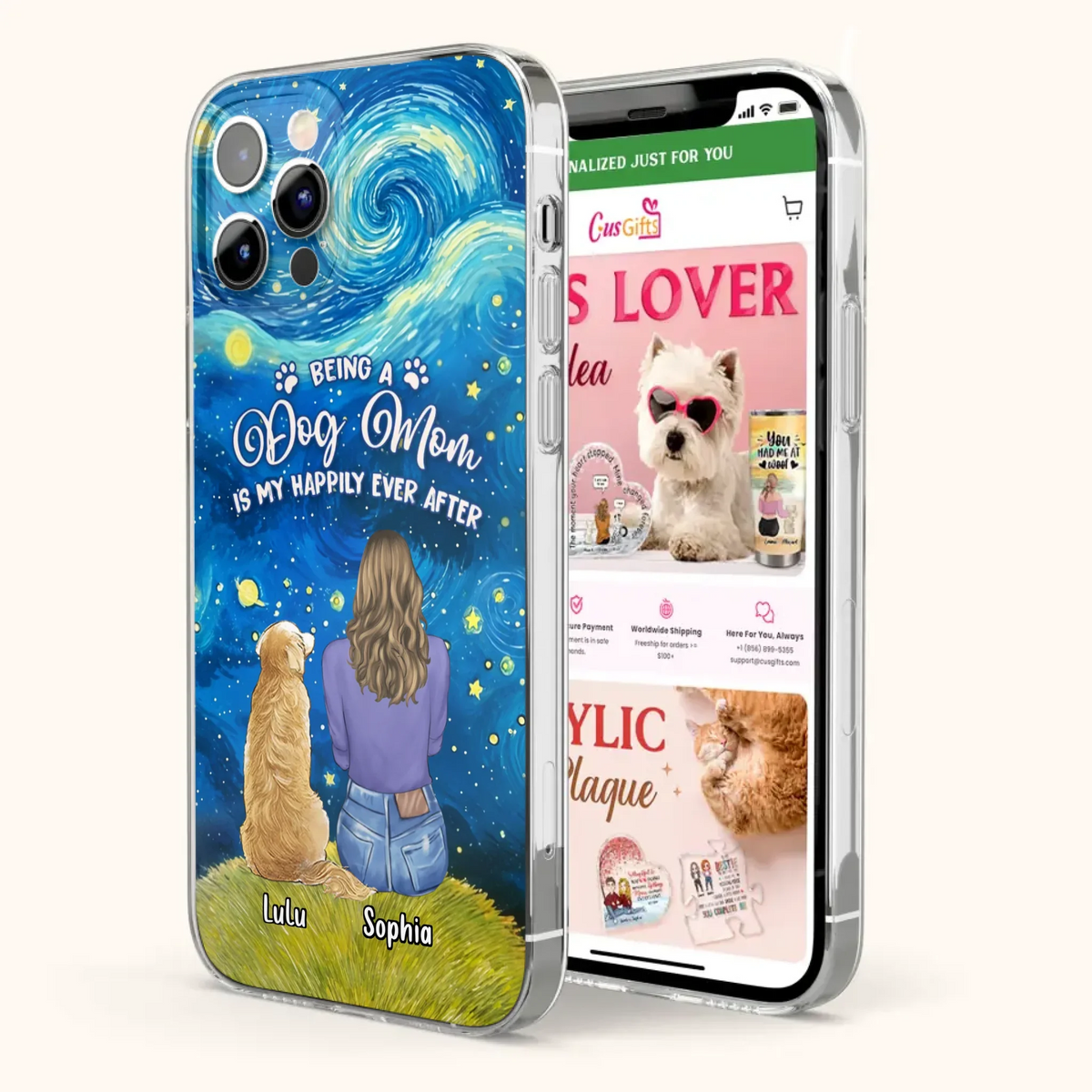Personalized Dog Mom Phone Case - Up to 3 Dogs - Mother's Day Gift Idea For Dog Lover - Dog Mama Life Is Ruff - Case For iPhone/ Samsung