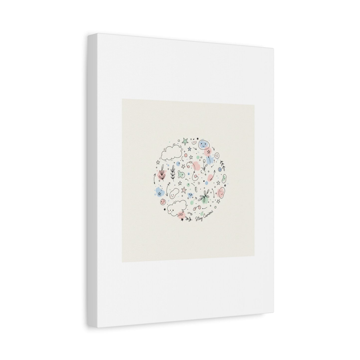 Doodle Circle Line Drawing Matte Canvas, Hand-Drawn Sketch Art
