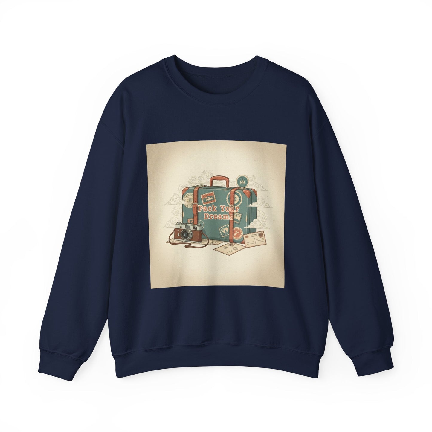 Vintage Passport Stamp Luggage Crewneck Sweatshirt | retro travel postcard, wanderlust design