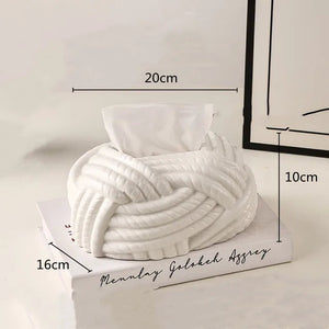 Knot tissue box - pearl white