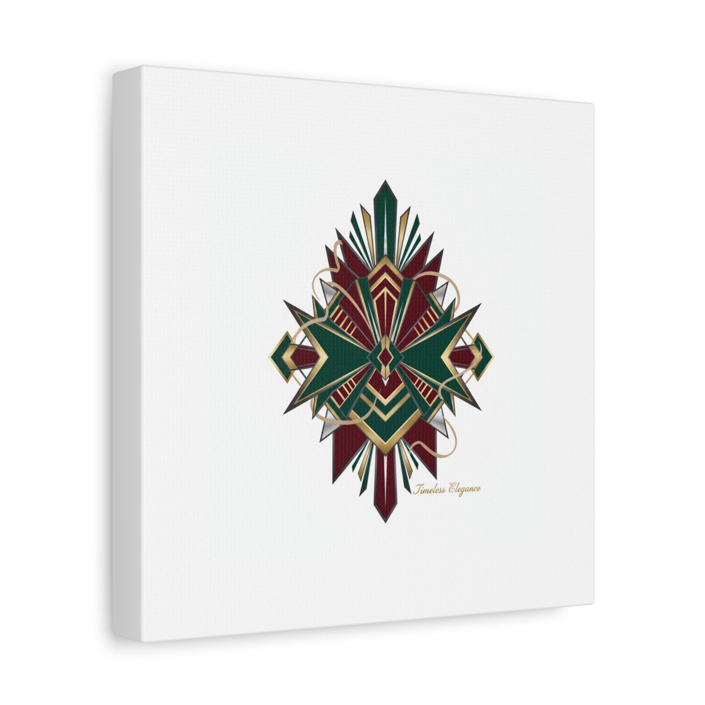 Art Deco geometric brass print Canvas | Neo-Deco chrome & gold fan motif