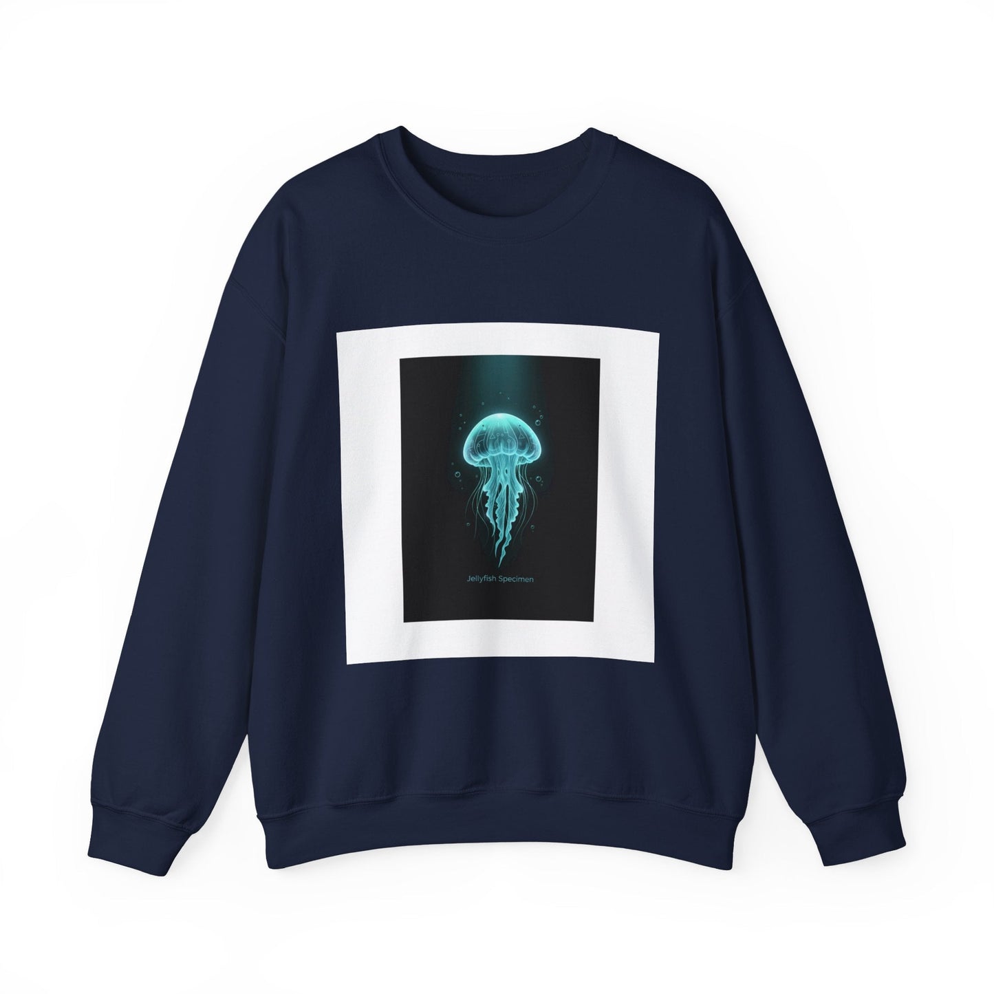 Bioluminescent Jellyfish Crewneck Sweatshirt | neon jelly print, deep-sea aesthetic