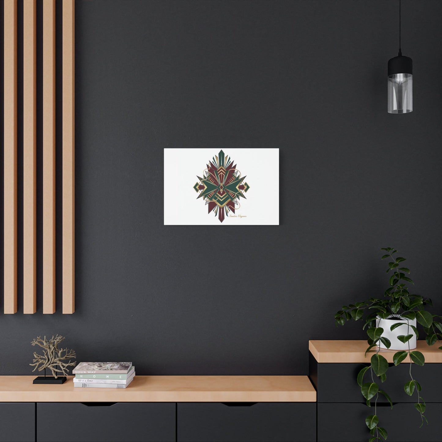Art Deco geometric brass print Canvas | Neo-Deco chrome & gold fan motif
