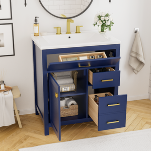Blue + Solid Wood+MDF + Bathroom