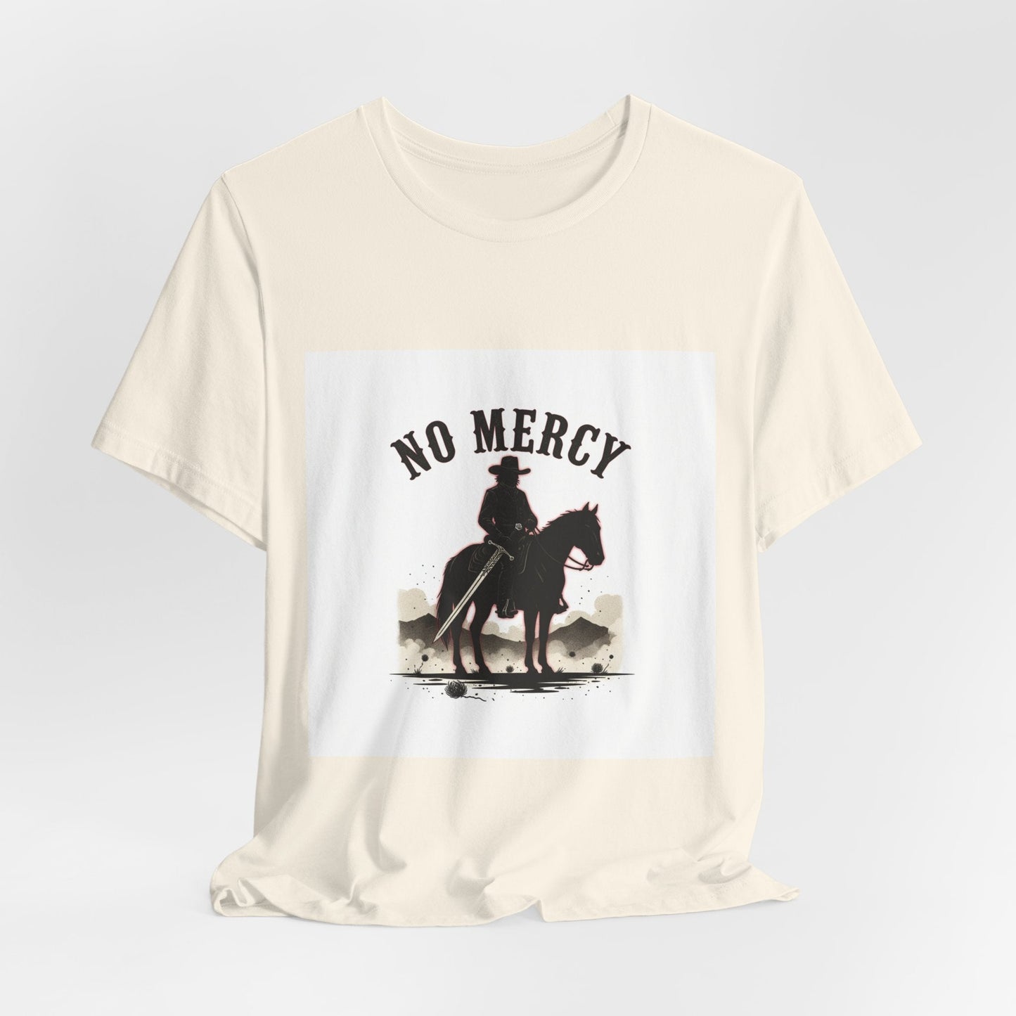 No Mercy Cowboy Skull Tee | Western-Gothic, desert noir design