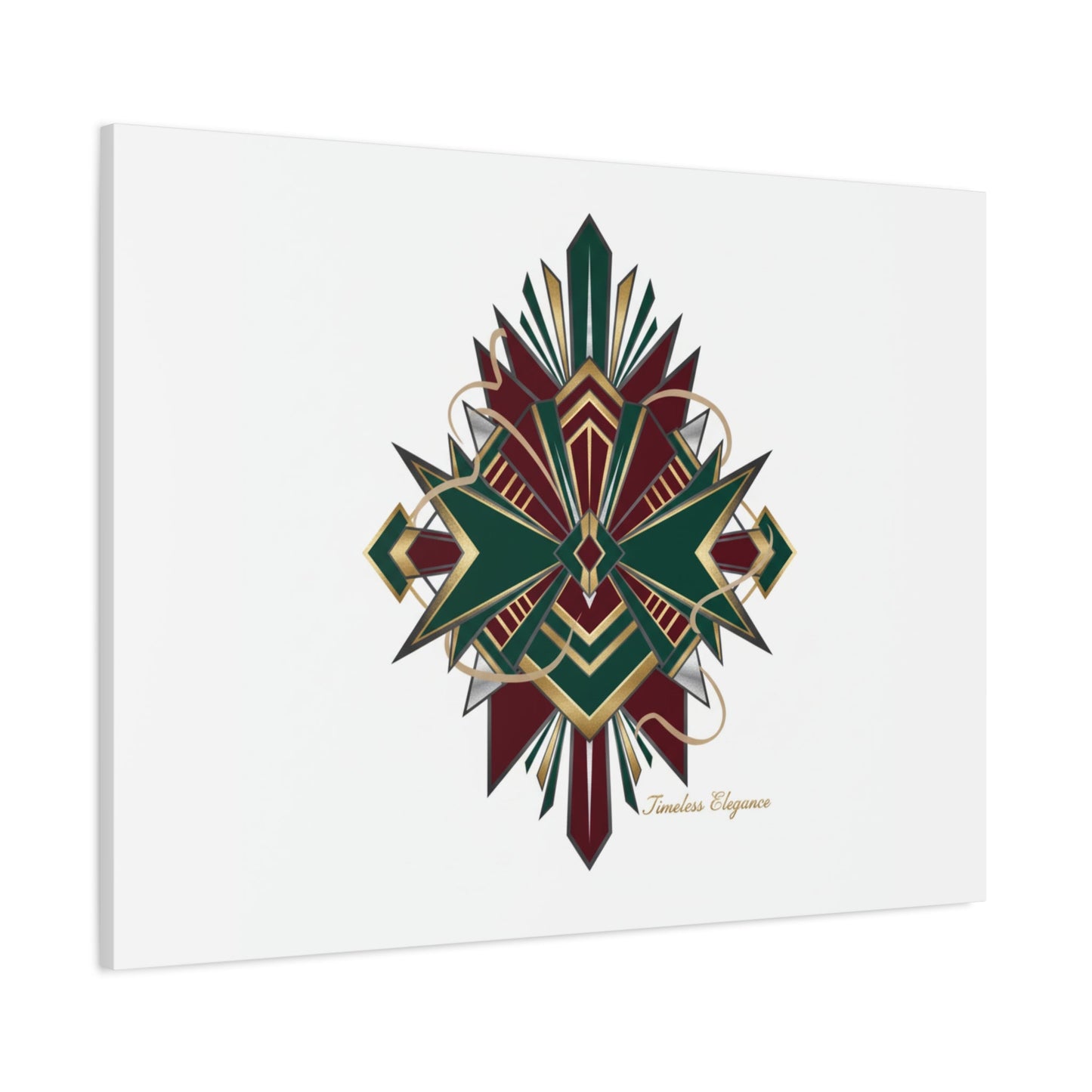 Art Deco geometric brass print Canvas | Neo-Deco chrome & gold fan motif