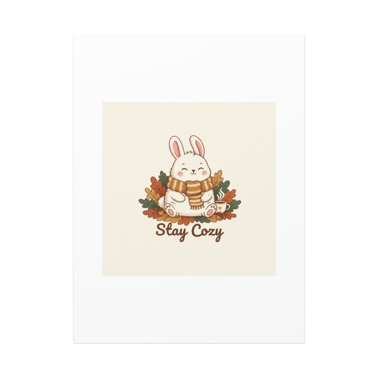 Cozy Bunny Illustration Canvas | Cute Critter Winter Forest Art