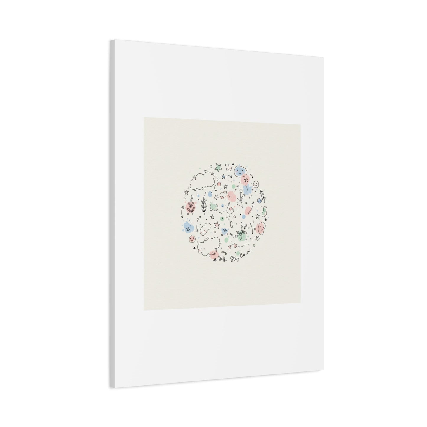 Doodle Circle Line Drawing Matte Canvas, Hand-Drawn Sketch Art