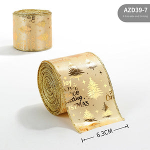 金色圣诞英文织带/2M树