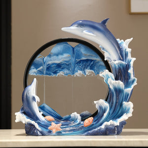 Dolphin+Black framed Blue Sand
