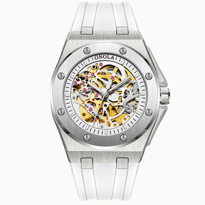 silvery white