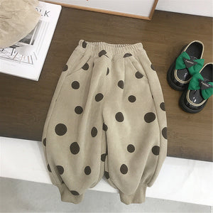 Polka dot pants beige color