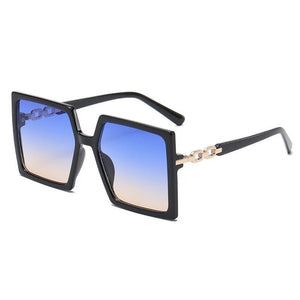 Black framed blue tea slices