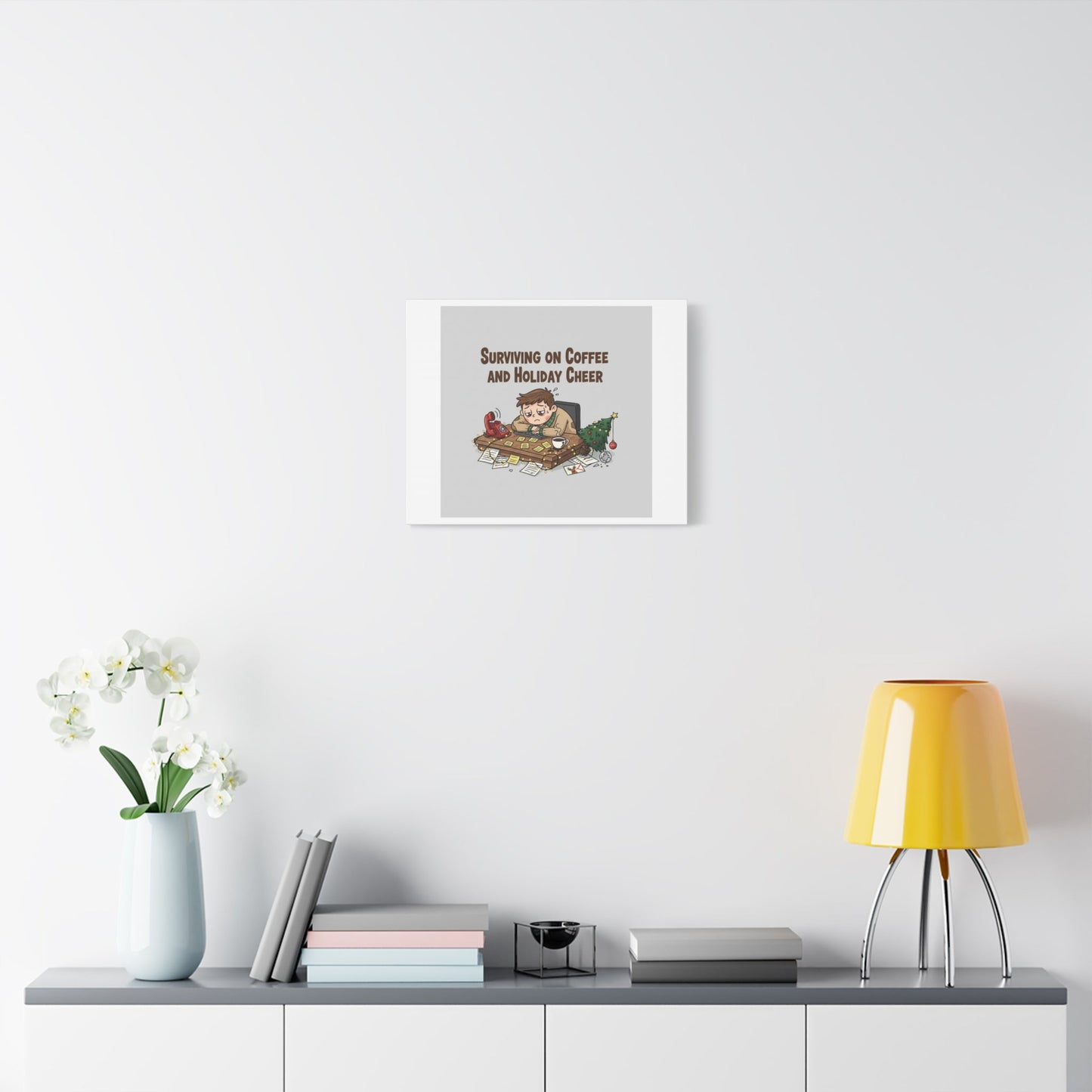Surviving on Coffee and Holiday Cheer Canvas | Holiday Burnout, Festive But Tired