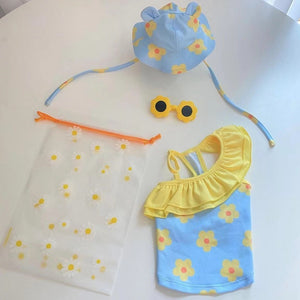 Small flower slanted shoulder+hat