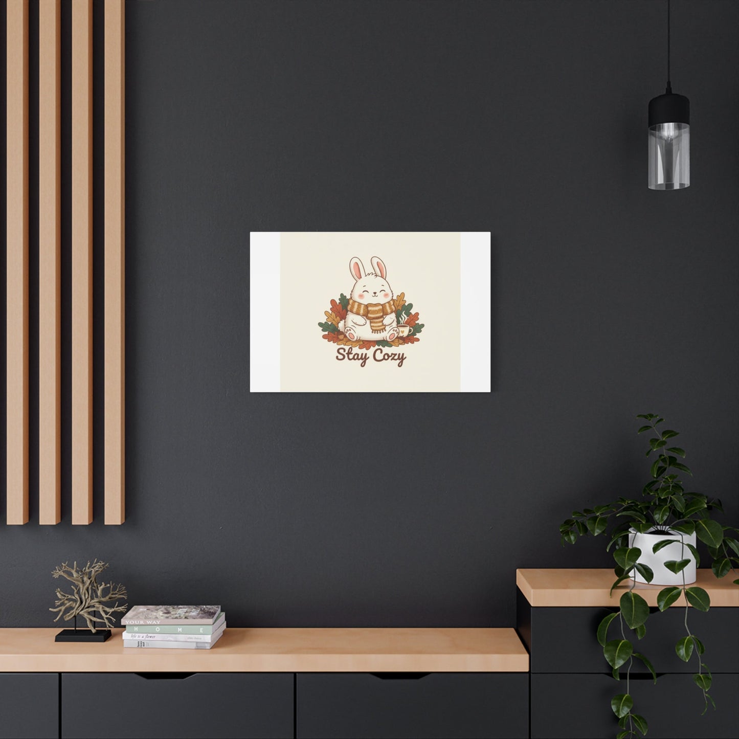 Cozy Bunny Illustration Canvas | Cute Critter Winter Forest Art