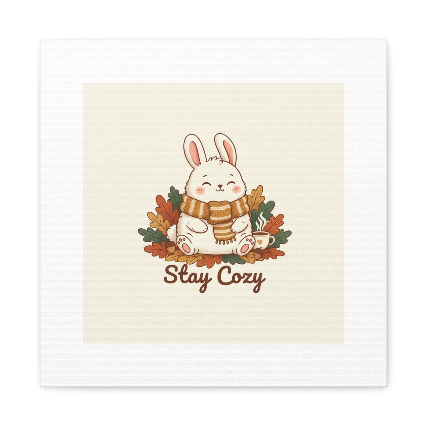 Cozy Bunny Illustration Canvas | Cute Critter Winter Forest Art