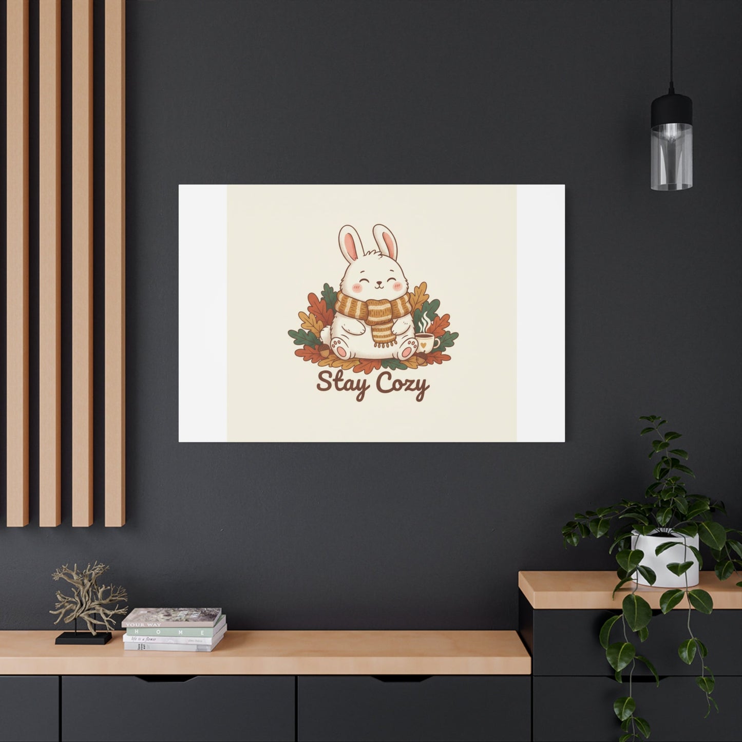 Cozy Bunny Illustration Canvas | Cute Critter Winter Forest Art