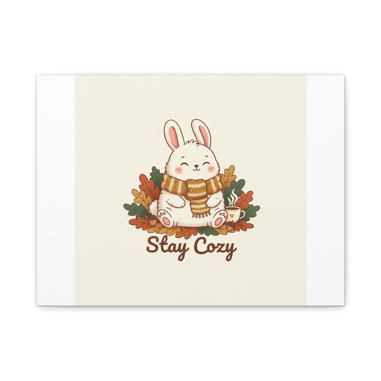 Cozy Bunny Illustration Canvas | Cute Critter Winter Forest Art