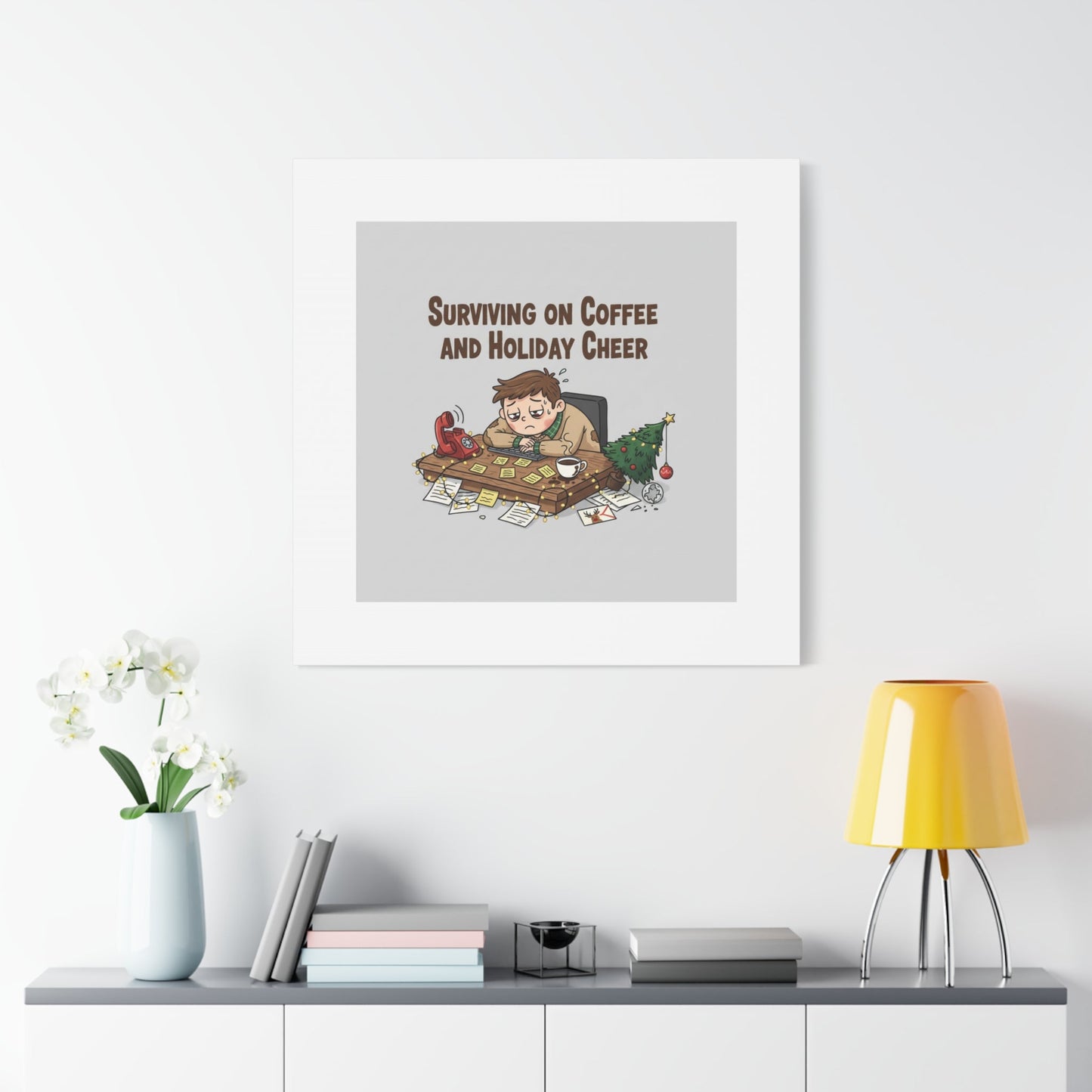 Surviving on Coffee and Holiday Cheer Canvas | Holiday Burnout, Festive But Tired