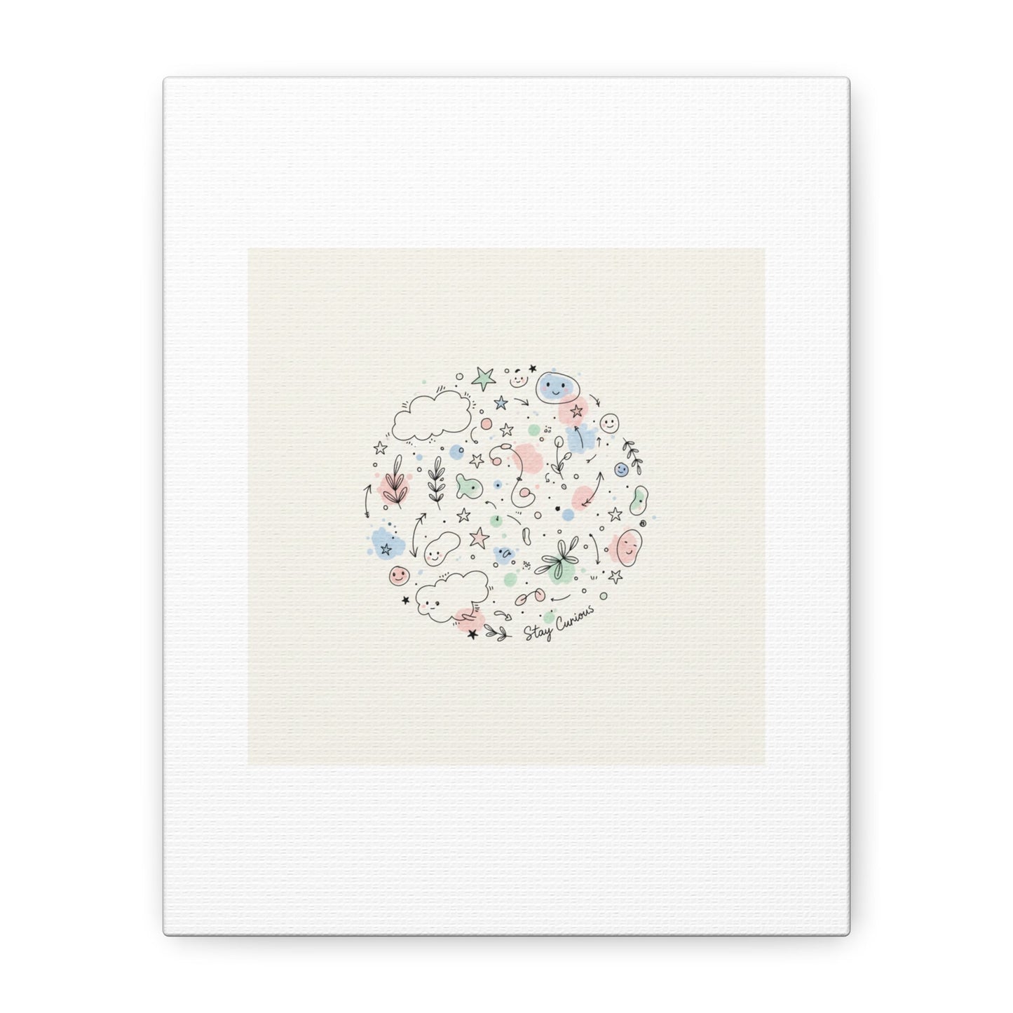 Doodle Circle Line Drawing Matte Canvas, Hand-Drawn Sketch Art