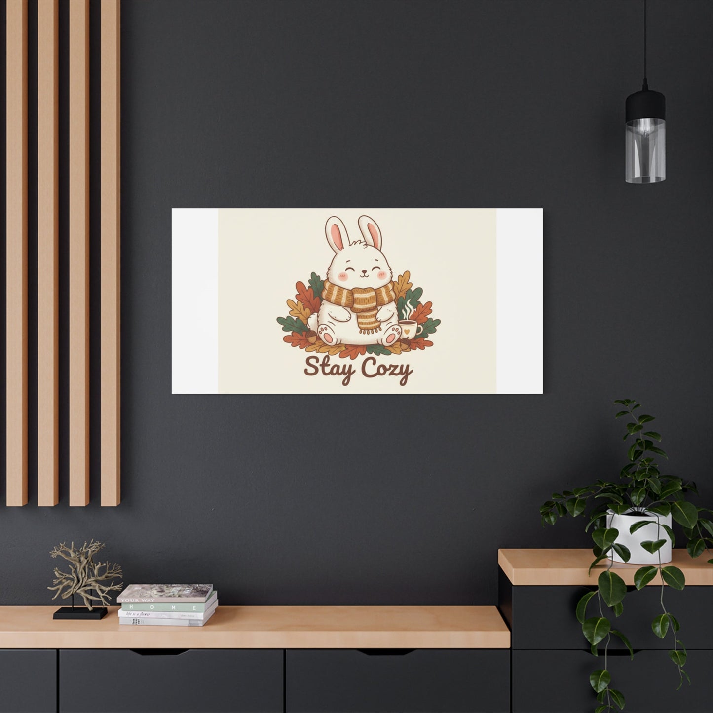 Cozy Bunny Illustration Canvas | Cute Critter Winter Forest Art