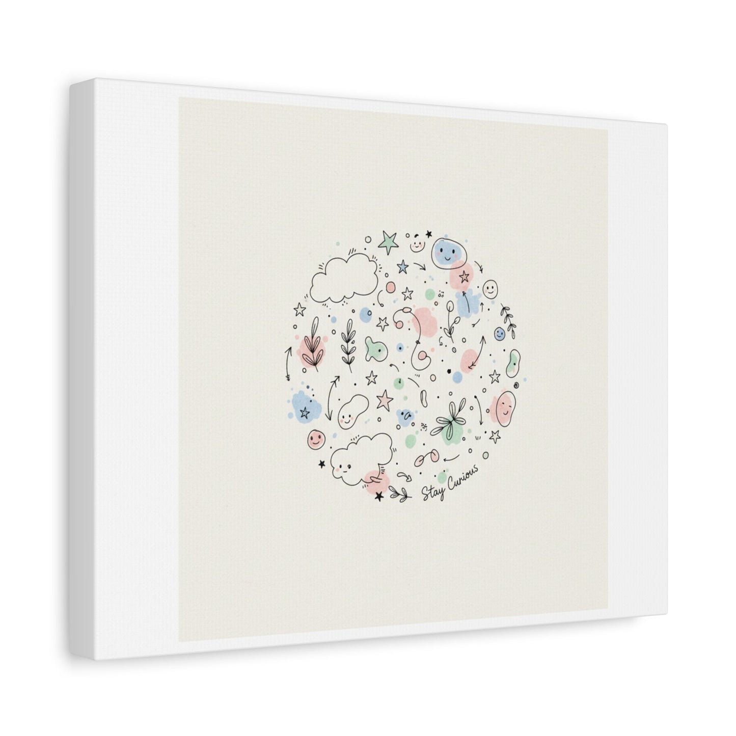 Doodle Circle Line Drawing Matte Canvas, Hand-Drawn Sketch Art