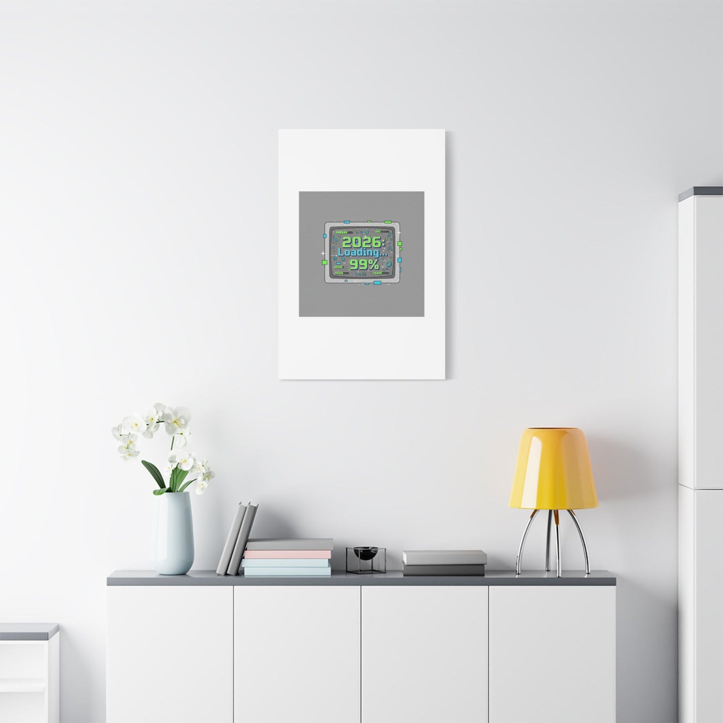 2026 Loading 99% Canvas | NYE countdown, retro system interface