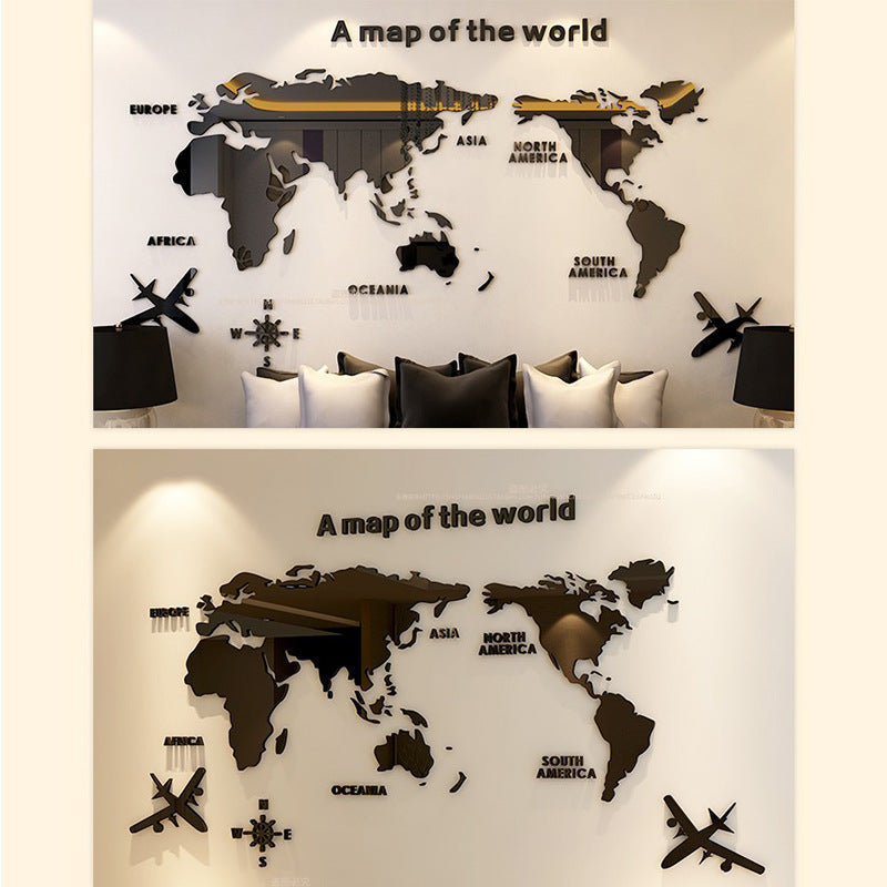 Creative Home Background Wall Stickers Acrylic 3D Wall Stickers Living Room TV Background M70- Map