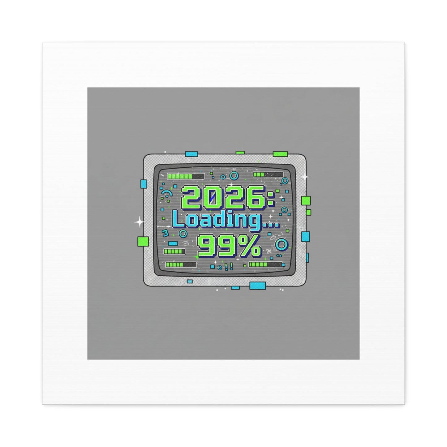 2026 Loading 99% Canvas | NYE countdown, retro system interface
