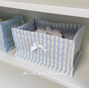 Ins Blue Stripe (Large Quilted Storage Basket)