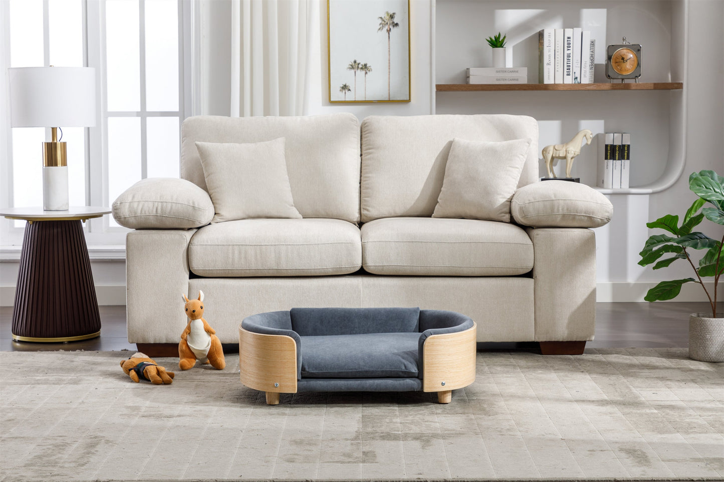 Scandinavian Style Elevated Dog Bed Pet Sofa with Solid Wood Legs and