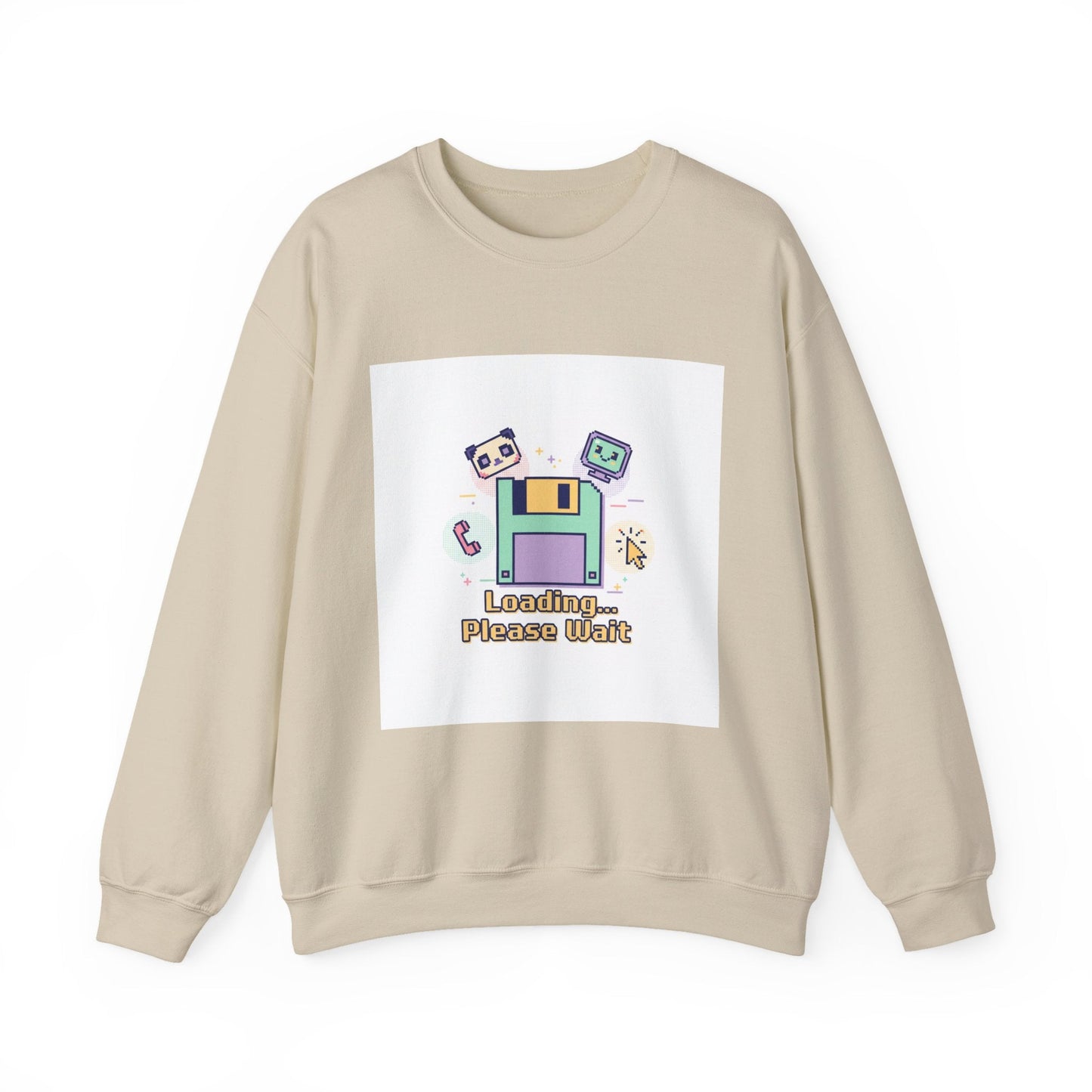 Loading Please Wait Crewneck Sweatshirt | Old Internet Aesthetic, pixel art retro web