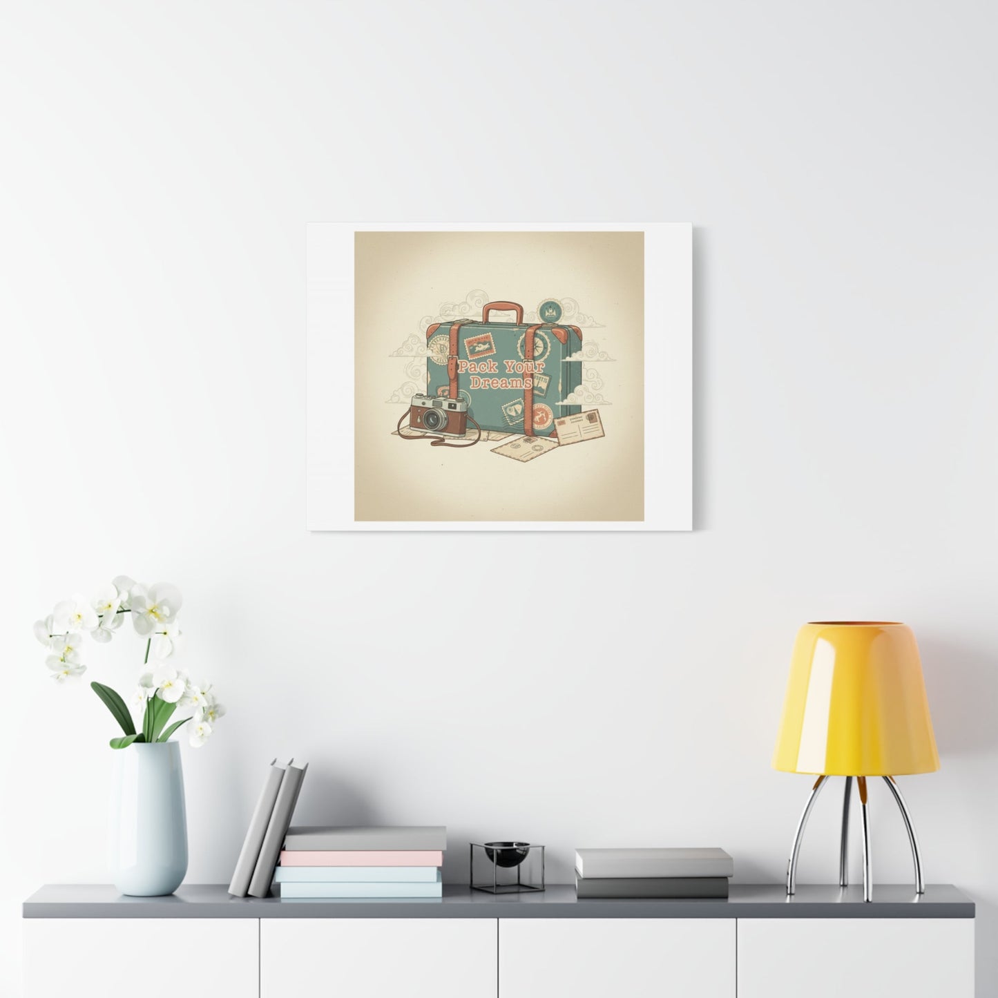 Pack Your Dreams Canvas | Retro Travel Postcard, Wanderlust Passport Stamp Art
