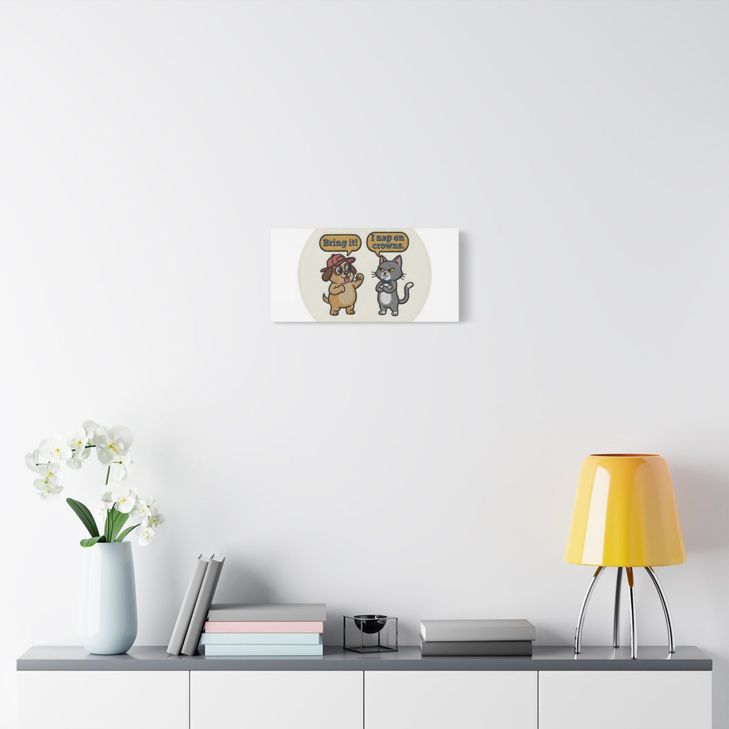 Funny Cat vs Dog Canvas | Pet Rivalry Wall Art