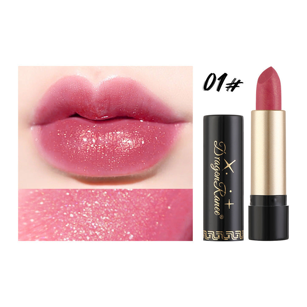 Gilt Pearlescent Dragon Fruit Peach Pink Lipstick Slightly Flashing Lipstick Moisturizing And Shining With Fine Flashing Bean Paste Mermaid
