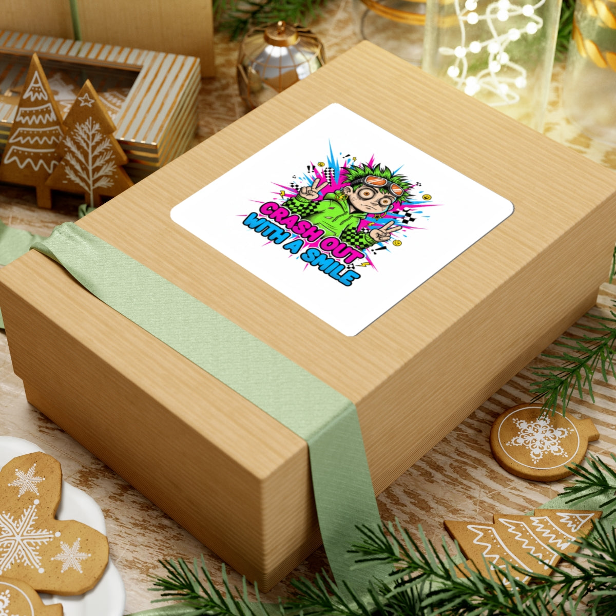 Crash Out With A Smile Sticker | neon meltdown, crash out sticker