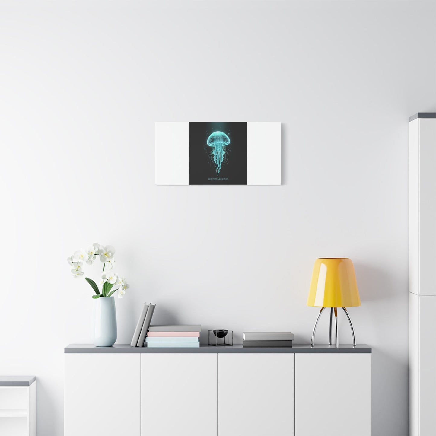 Bioluminescent Jellyfish Art Canvas | Deep Sea Aesthetic, Neon Glow