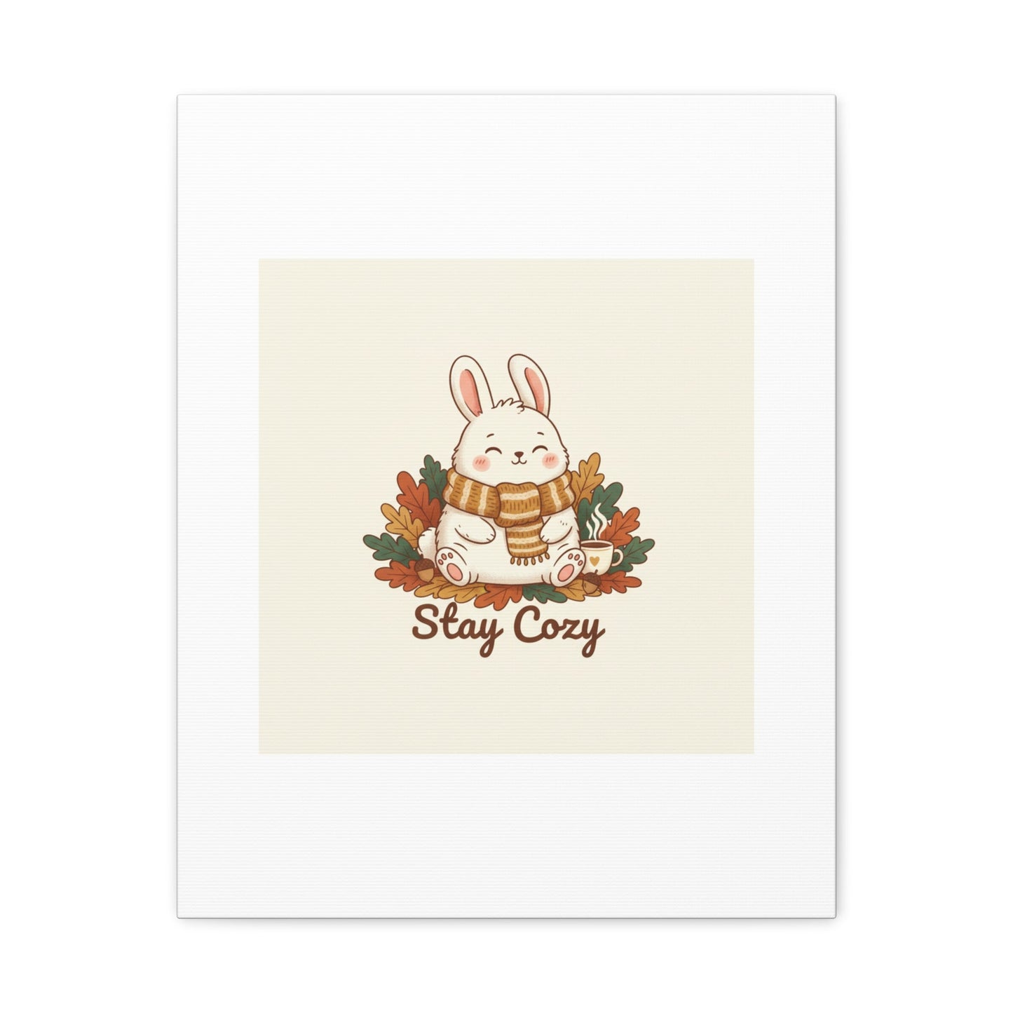 Cozy Bunny Illustration Canvas | Cute Critter Winter Forest Art