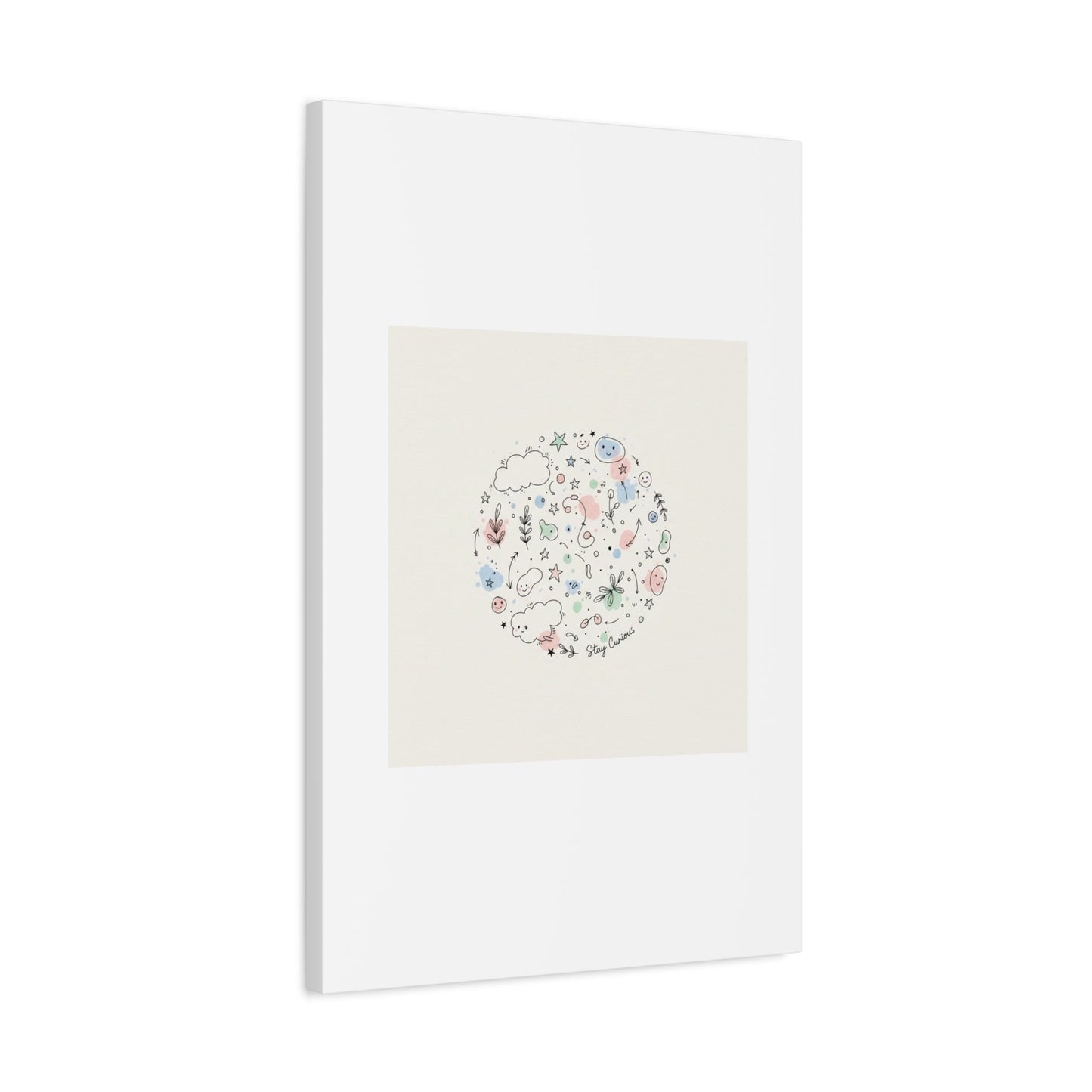 Doodle Circle Line Drawing Matte Canvas, Hand-Drawn Sketch Art