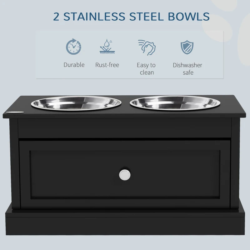 Dog Bowls With Storage Drawer, Raised Dog Bowl Stand Pet Food Bowl Dog