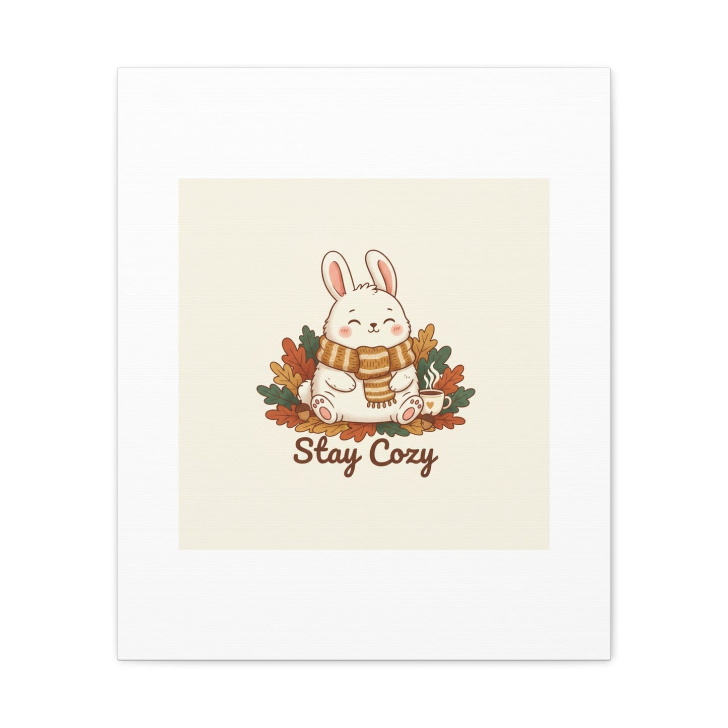 Cozy Bunny Illustration Canvas | Cute Critter Winter Forest Art