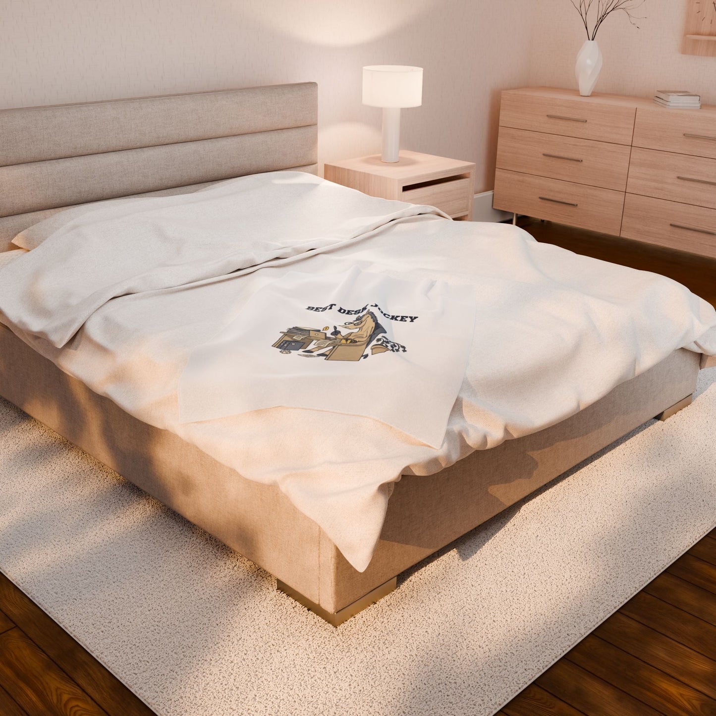 Best Desk Jockey Velveteen Blanket | Workhorse Office Humor, Collegiate Sketch