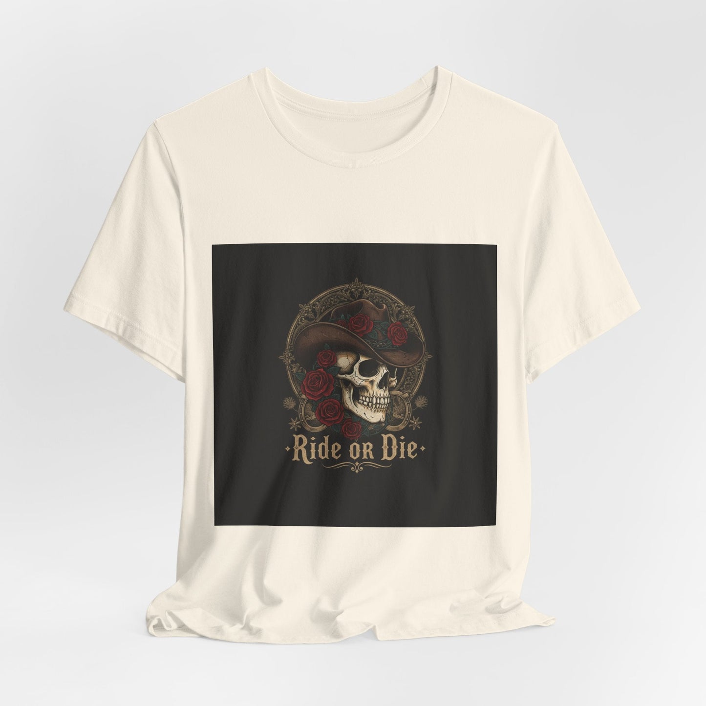 Ride or Die Skull Cowboy Tee | western skull art, gothic Americana