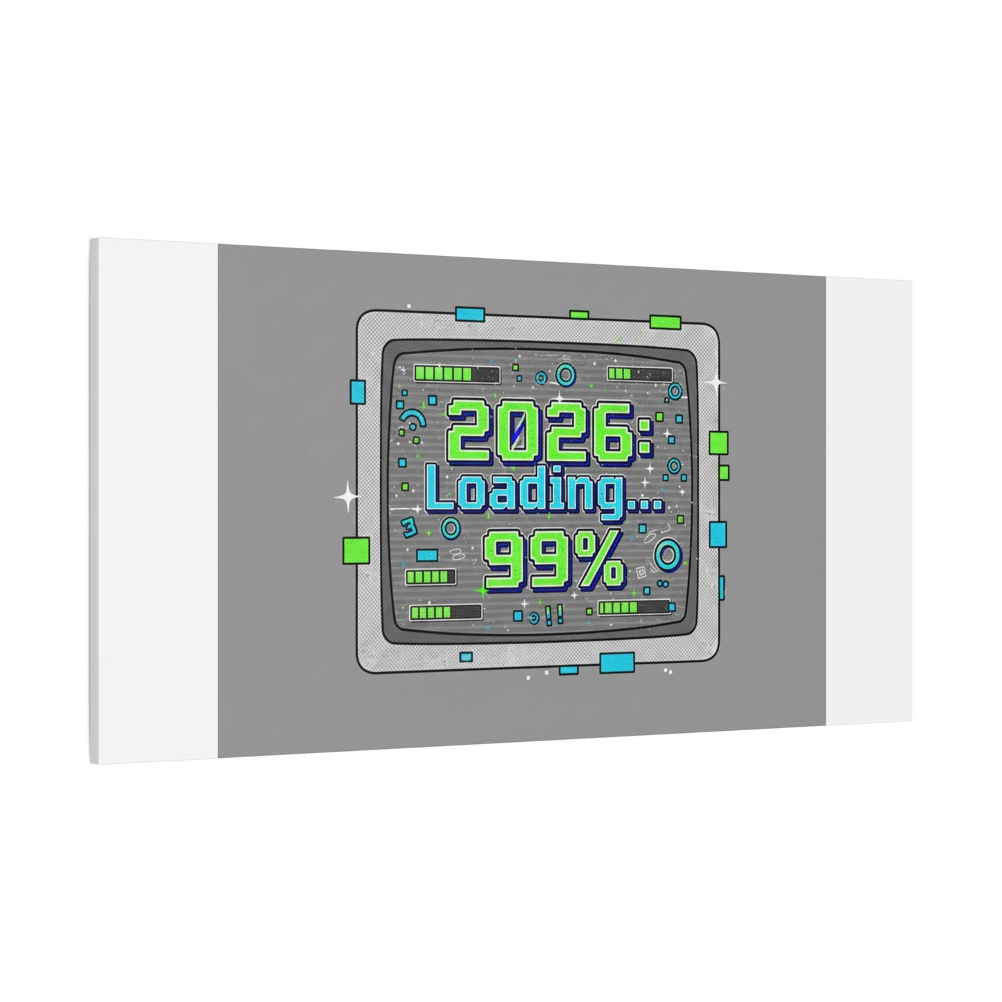 2026 Loading 99% Canvas | NYE countdown, retro system interface